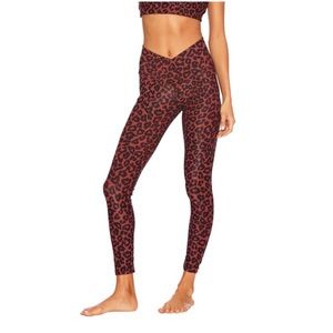 NWT. Beach Riot Ribbed Cara Legging - Wine Leopard - XS